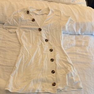 White Button-Down Mini Dress